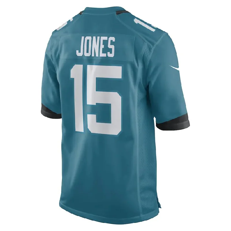 Rugby Jersey for Full Protection and Comfort-J.Jaguars #15 Tim Jones Teal Game Player Jersey Stitched American Football Jerseys