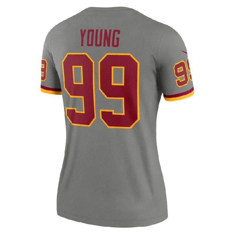 Rugby Jersey for Easy Movement and Flexibility-W.Football Team #99 Chase Young Gray Inverted Legend Jersey Stitched American Football Jerseys