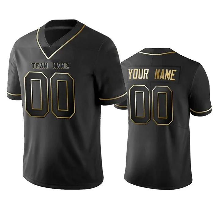 Rugby Jersey for Tackle-Ready Comfort-Custom SF.49ers Any Team and Number and Name Black Golden Edition American Jerseys Stitched American Football Jerseys