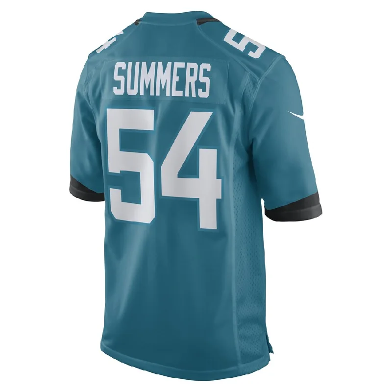 Rugby Jersey for Comfortable Fit in Tough Matches-J.Jaguars #54 Ty Summers Teal Game Player Jersey Stitched American Football Jerseys