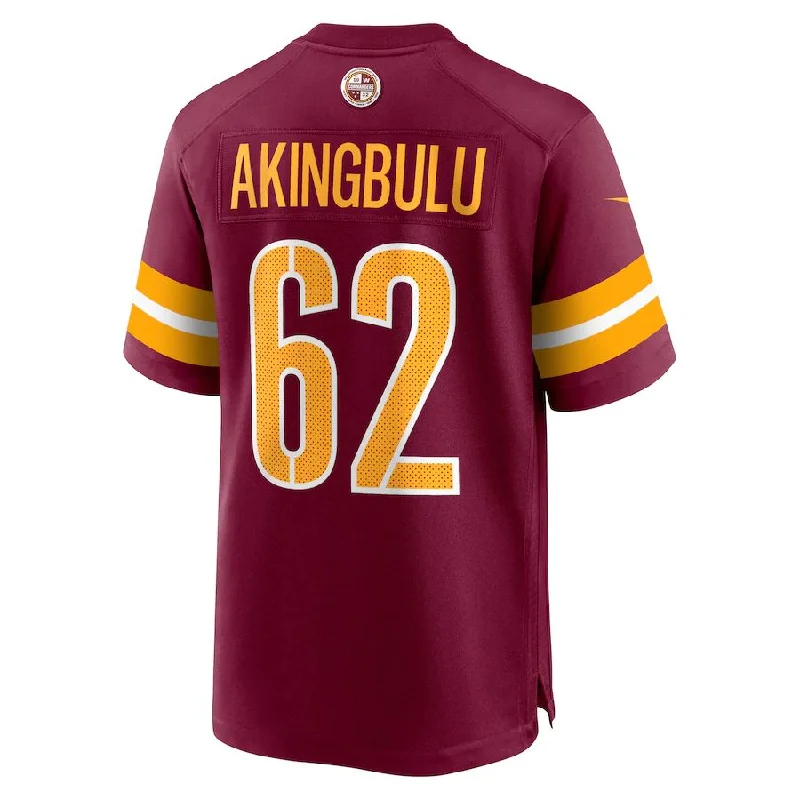 Rugby Jersey for Maximum Durability and Comfort-W.Commanders #62 Alex Akingbulu Burgundy Game Player Jersey Stitched American Football Jerseys