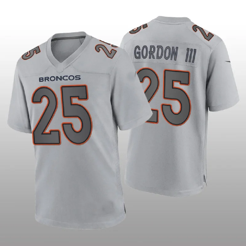 Rugby Jersey for Breathable and Stretchable Comfort-D.Broncos #25 Melvin Gordon III Gray Atmosphere Game Jersey Stitched American Football Jerseys