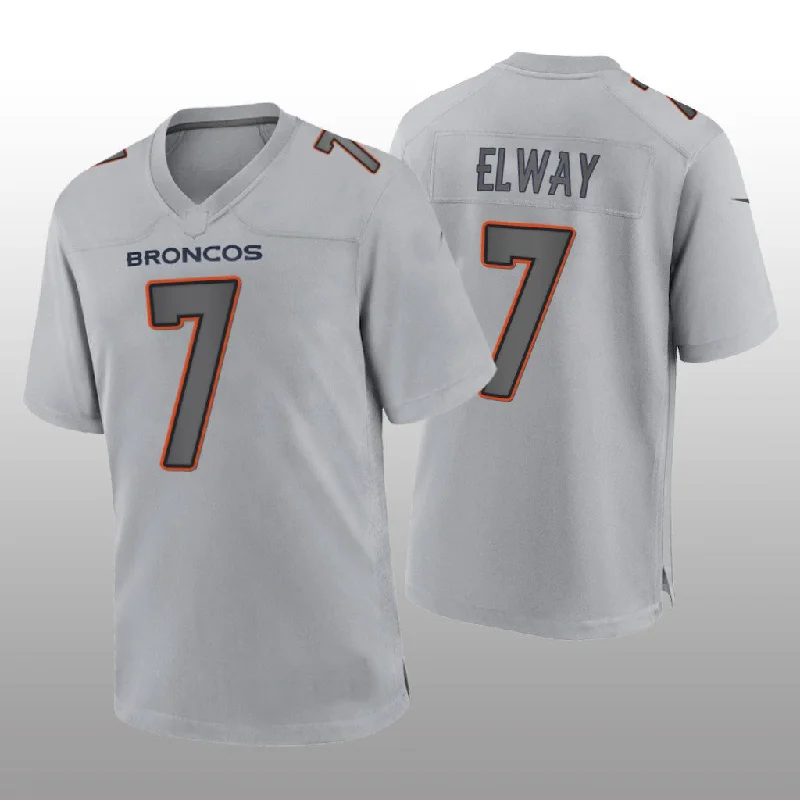 Rugby Jersey for Support and Durability-D.Broncos #7 John Elway Gray Atmosphere Game Retired Player Jersey Stitched American Football Jerseys