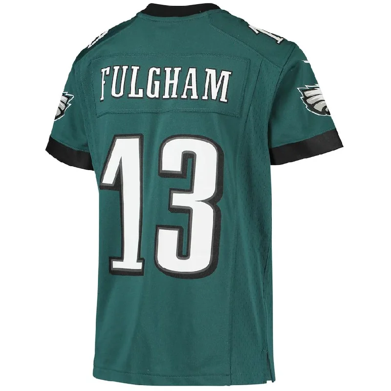 Rugby Jersey for Maximum Comfort During Tackles-P.Eagles #13 Travis Fulgham Midnight Green Game Jersey Stitched American Football Jerseys