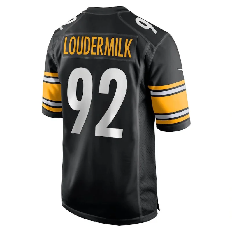 Rugby Jersey for Easy Movement and Flexibility-P.Steelers #92 Isaiahh Loudermilk Black Game Jersey Stitched American Football Jerseys