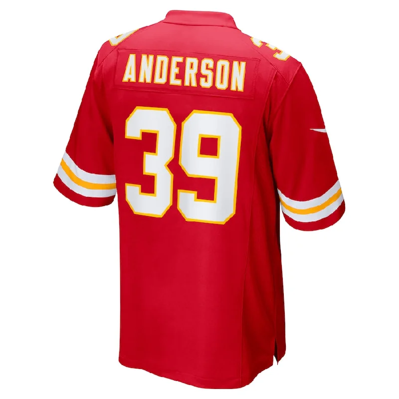 Rugby Jersey for Cool and Dry Comfort-KC.Chiefs #39 Zayne Anderson Red Player Game Jersey Stitched American Football Jerseys