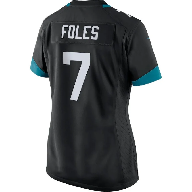 Rugby Jersey for Training and Matches-J.Jaguars #7 Nick Foles Black 25th Season Game Jersey Stitched American Football Jerseys