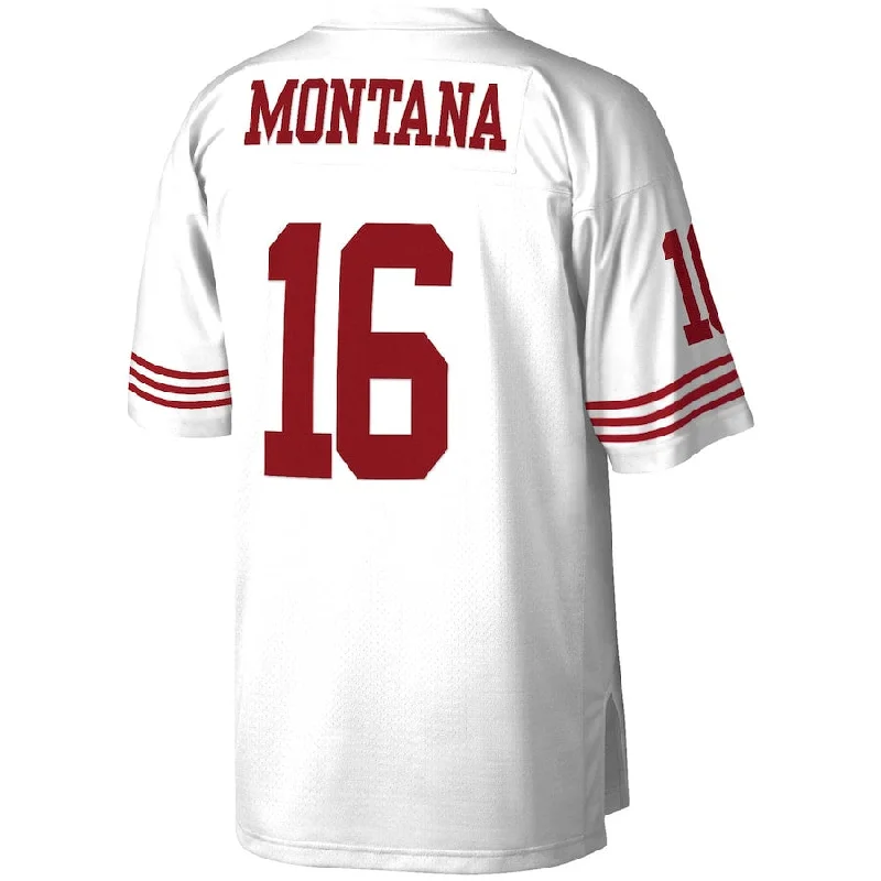 Rugby Jersey for Minimal Resistance and Speed-SF.49ers #16 Joe Montana Mitchell & Ness White Legacy Replica Jersey Stitched American Football Jersey