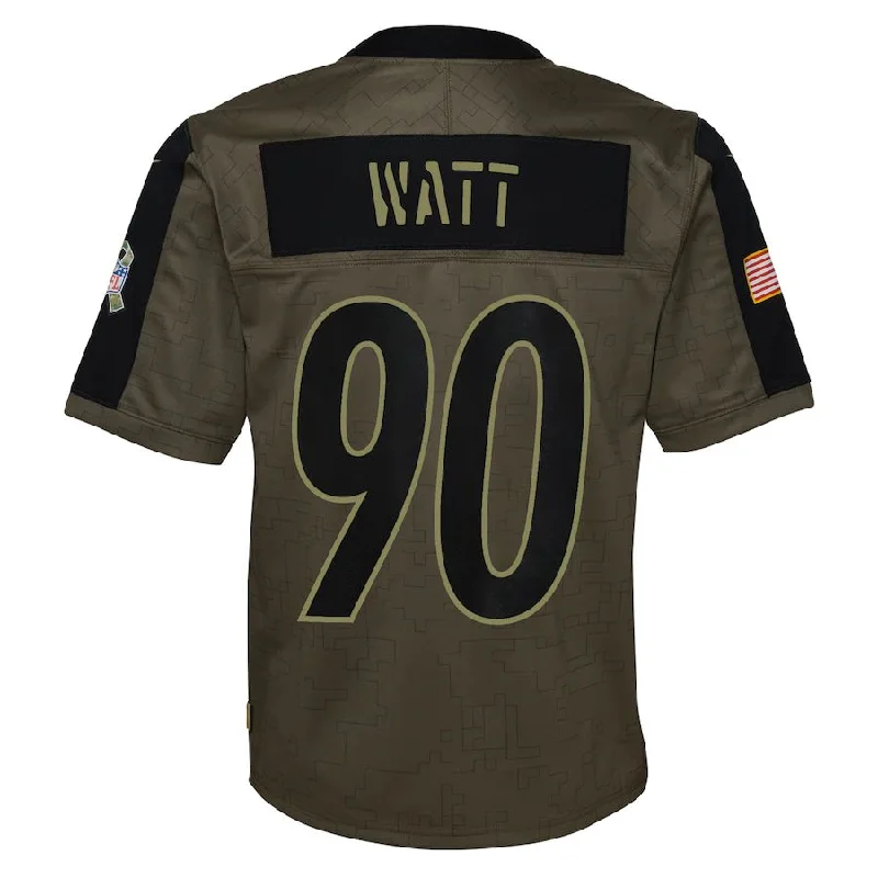 Rugby Jersey for Great Fit and Flexible Play-P.Steelers #90 T.J. Watt Olive 2021 Salute To Service Game Jersey Stitched American Football Jerseys