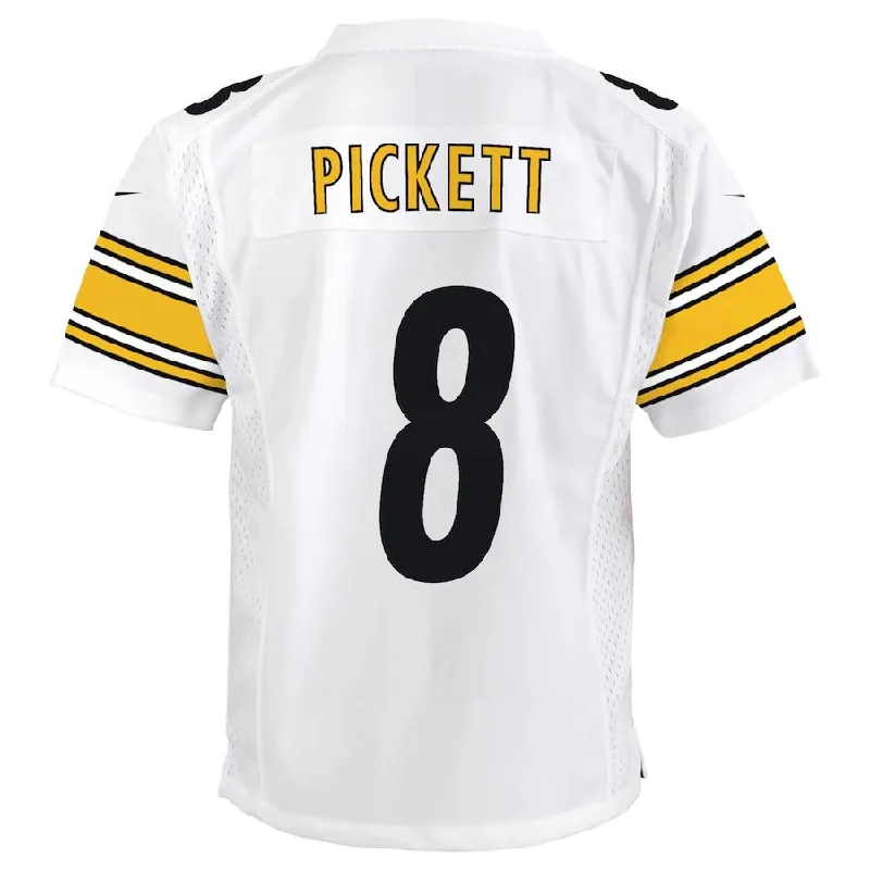 Rugby Jersey with Full Range of Motion-P.Steelers #8 Kenny Pickett White Team Game Jersey Stitched American Football Jerseys