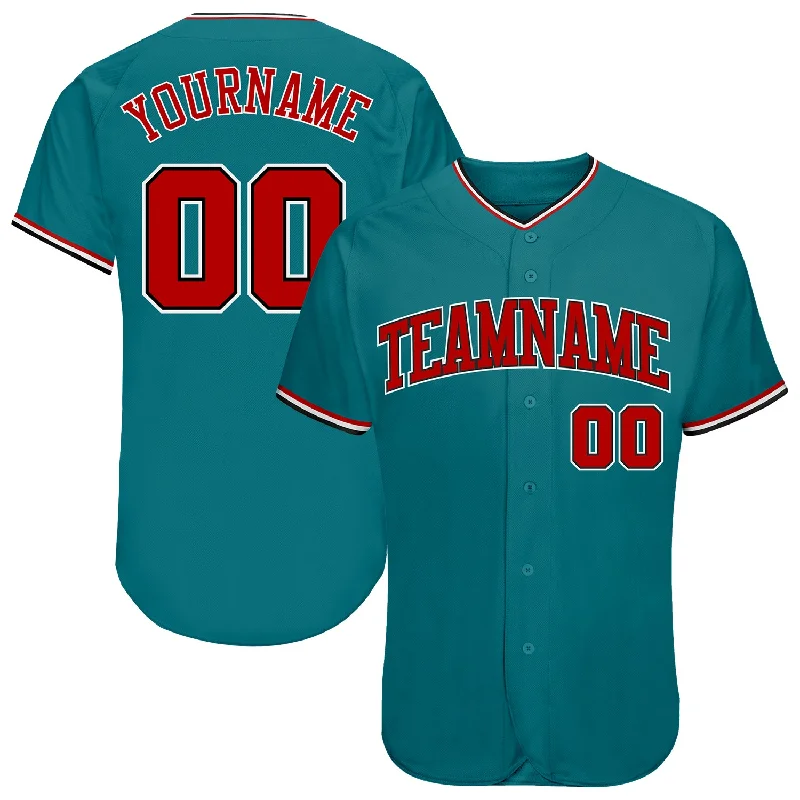 Baseball Jersey for Maximum Breathability and Comfort-Custom Teal Red-Black Authentic Baseball Jersey