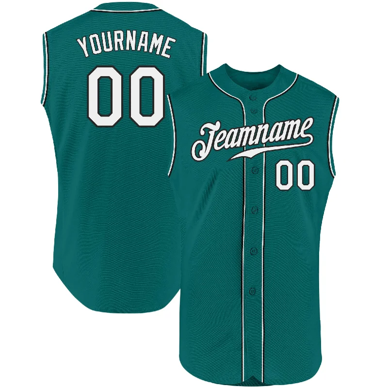 Baseball Jersey for Performance Enhancement-Custom Aqua White-Black Authentic Sleeveless Baseball Jersey