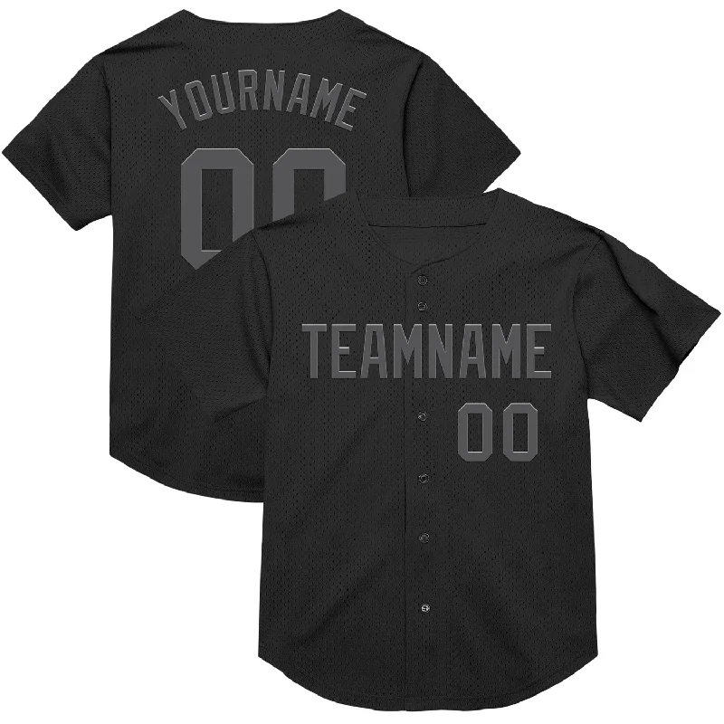 Baseball Jersey for Quick-Drying Comfort and Performance-Custom Black Steel Gray Mesh Authentic Throwback Baseball Jersey