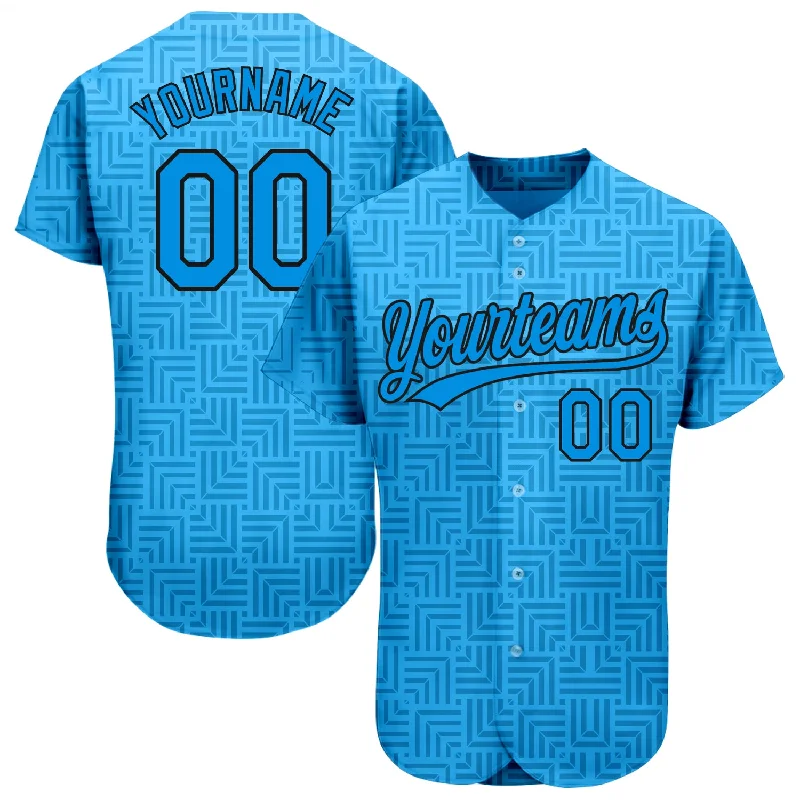 Baseball Jersey for Enhanced Fit and Performance-Custom Blue Blue-Black 3D Pattern Design Authentic Baseball Jersey