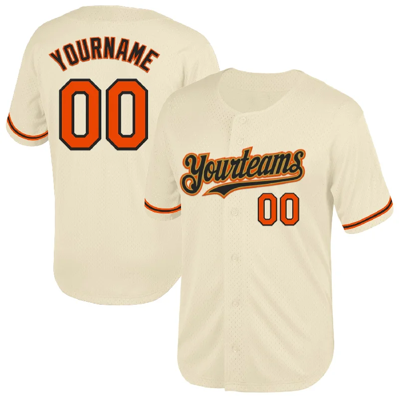 Baseball Jersey for Fast-Pitch Play and Comfort-Custom Cream Orange Black-Old Gold Mesh Authentic Throwback Baseball Jersey