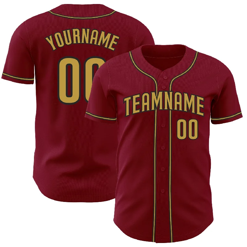 Baseball Jersey with Lightweight Design for Maximum Speed-Custom Crimson Old Gold-Black Authentic Baseball Jersey