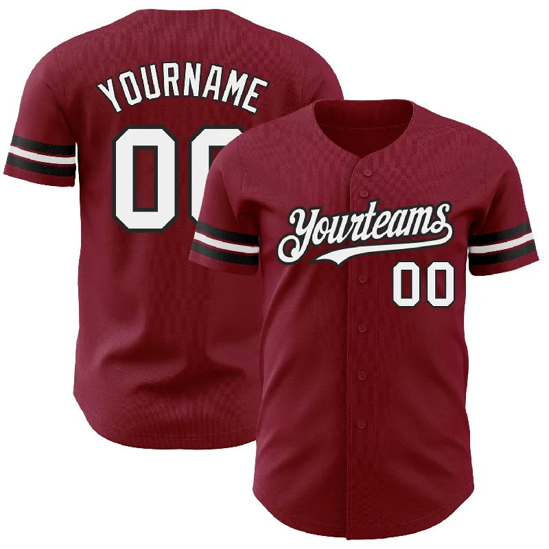 Baseball Jersey for Maximum Swing Freedom-Custom Crimson White-Black Authentic Baseball Jersey