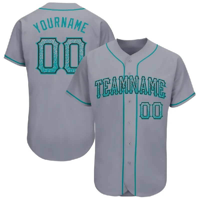 Baseball Jersey for Active Players and Dynamic Movements-Custom Gray Teal-Black Authentic Drift Fashion Baseball Jersey