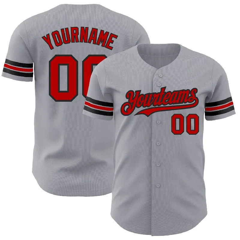 Baseball Jersey for Ultimate Performance and Agility-Custom Gray Red-Black Authentic Baseball Jersey