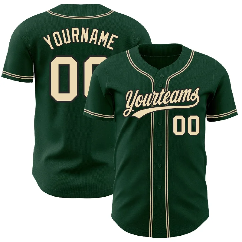 Baseball Jersey for Better Play and Full Mobility-Custom Green City Cream-Black Authentic Baseball Jersey