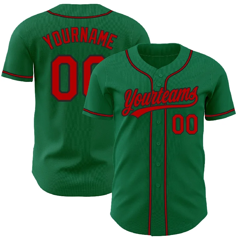 Baseball Jersey for Reliable Comfort and Durability-Custom Kelly Green Red-Black Authentic Baseball Jersey