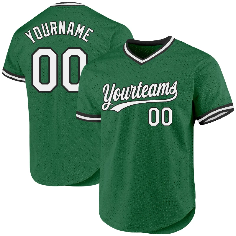 Baseball Jersey for Pro-Level Performance and Style-Custom Kelly Green White-Black Authentic Throwback Baseball Jersey