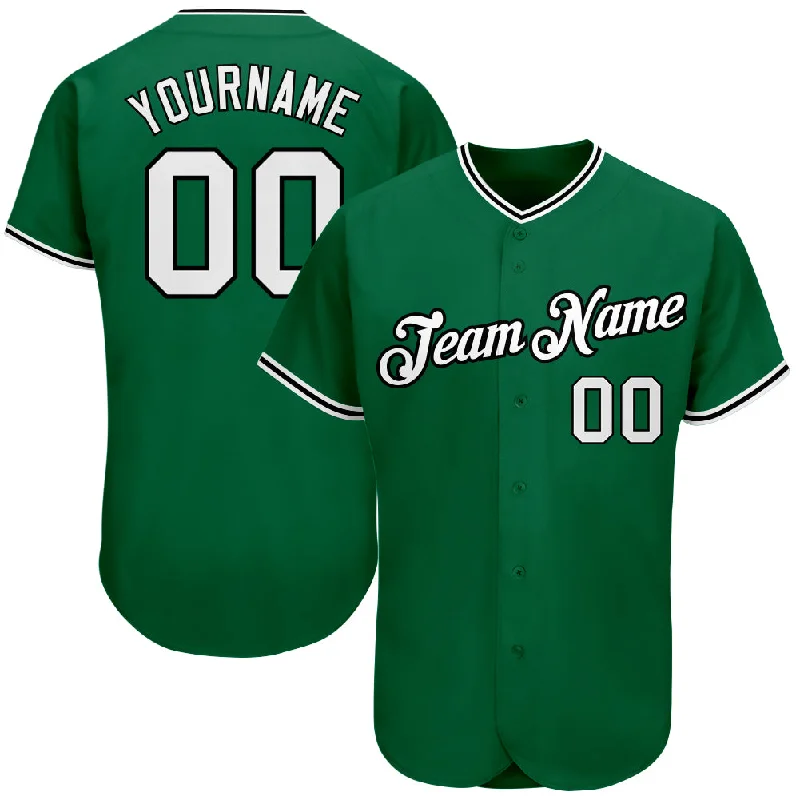 Baseball Jersey for High-Endurance Play-Custom Kelly Green White-Black Authentic Baseball Jersey