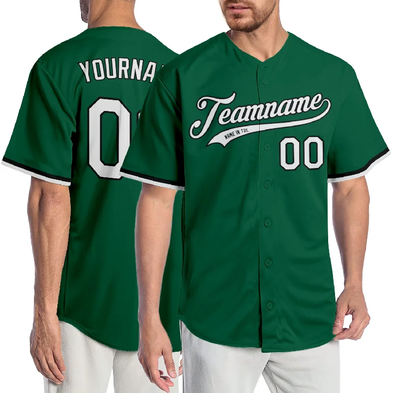 Baseball Jersey for Cool and Comfortable Play-Custom Kelly Green White-Black Authentic Baseball Jersey