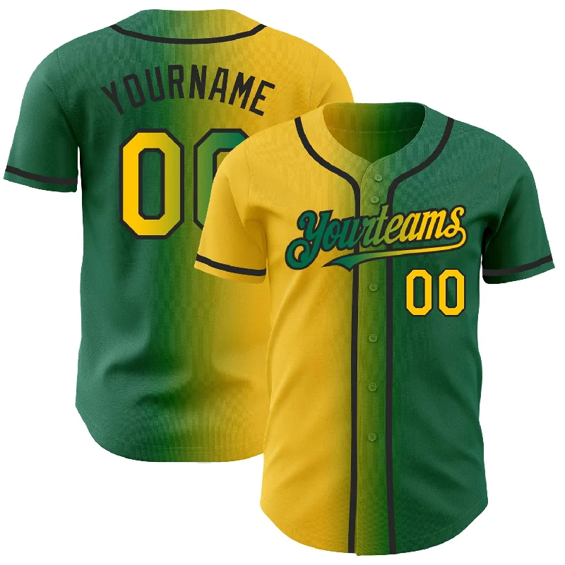 Baseball Jersey for Quick-Dry Comfort and Fit-Custom Kelly Green Yellow-Black Authentic Gradient Fashion Baseball Jersey