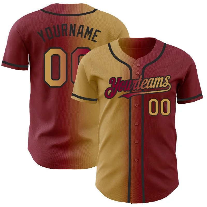 Baseball Jersey for Performance Fit for Every Player-Custom Maroon Old Gold-Black Authentic Gradient Fashion Baseball Jersey