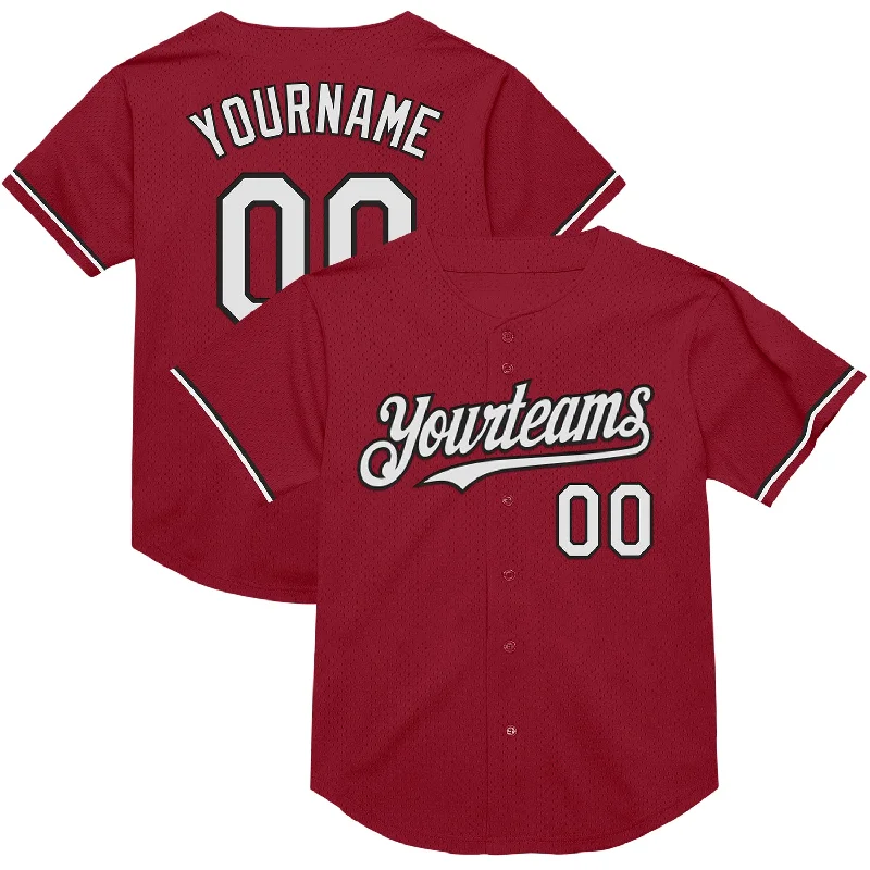 Baseball Jersey for Comfort and Performance in High Temperatures-Custom Maroon White-Black Mesh Authentic Throwback Baseball Jersey