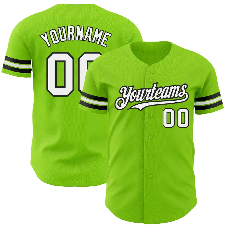 Baseball Jersey with Moisture-Wicking Technology for Comfort-Custom Neon Green White-Black Authentic Baseball Jersey