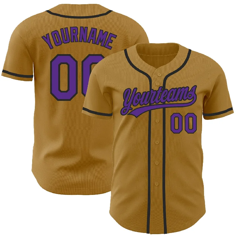 Baseball Jersey with High-Quality Materials for Durability-Custom Old Gold Purple-Black Authentic Baseball Jersey