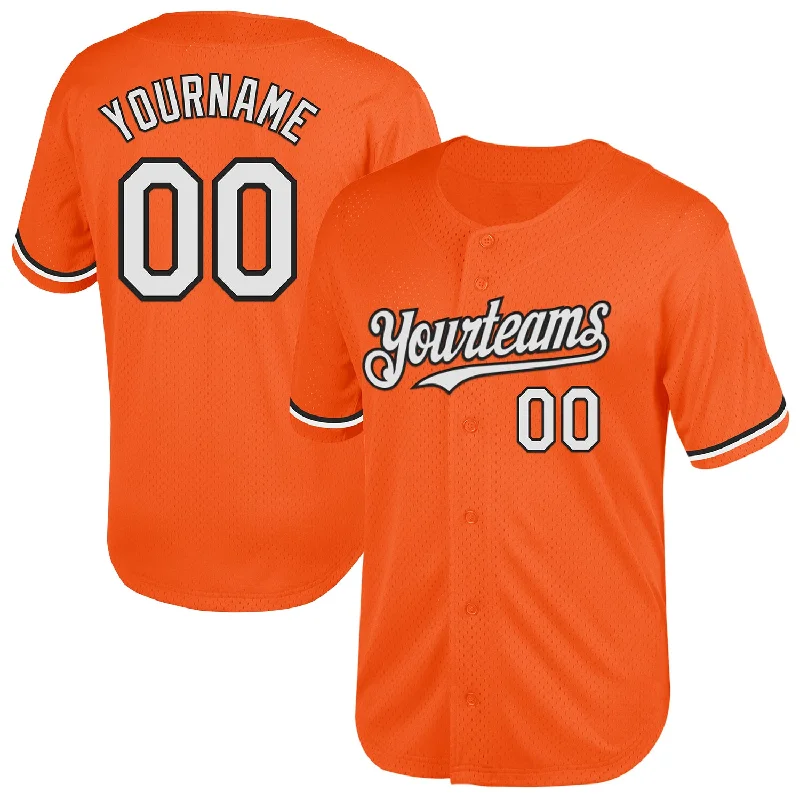 Baseball Jersey for Maximum Comfort During Long Games-Custom Orange White-Black Mesh Authentic Throwback Baseball Jersey