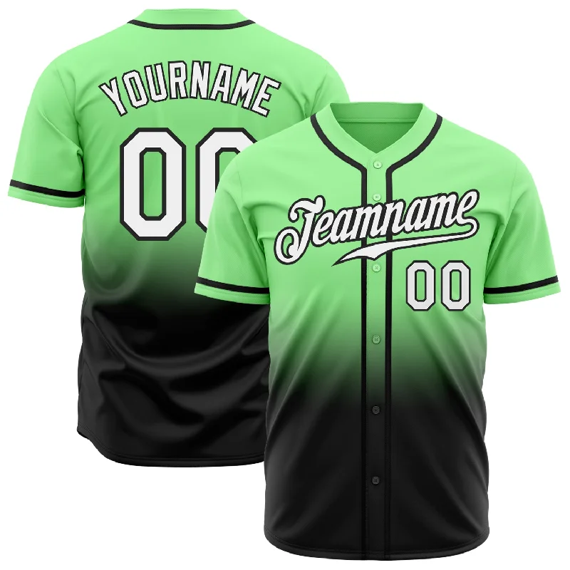 Baseball Jersey for Professional-Quality Fabric and Design-Custom Pea Green White-Black Authentic Fade Fashion Baseball Jersey