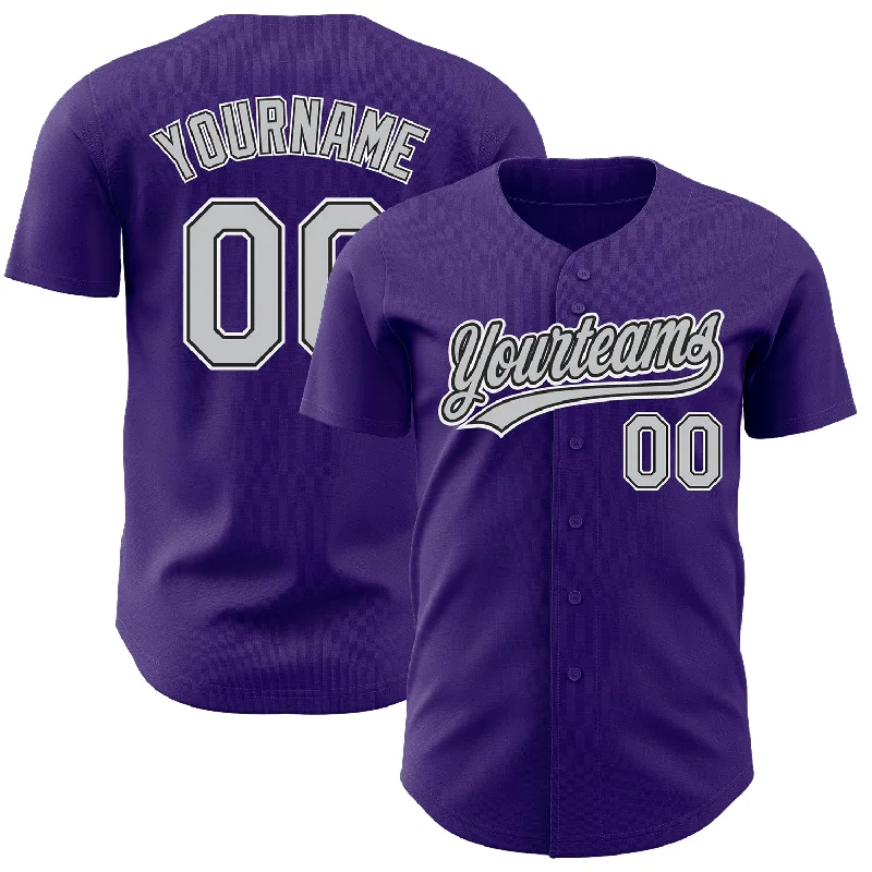 Baseball Jersey for Soft Feel and Breathable Comfort-Custom Purple Gray-Black Authentic Baseball Jersey