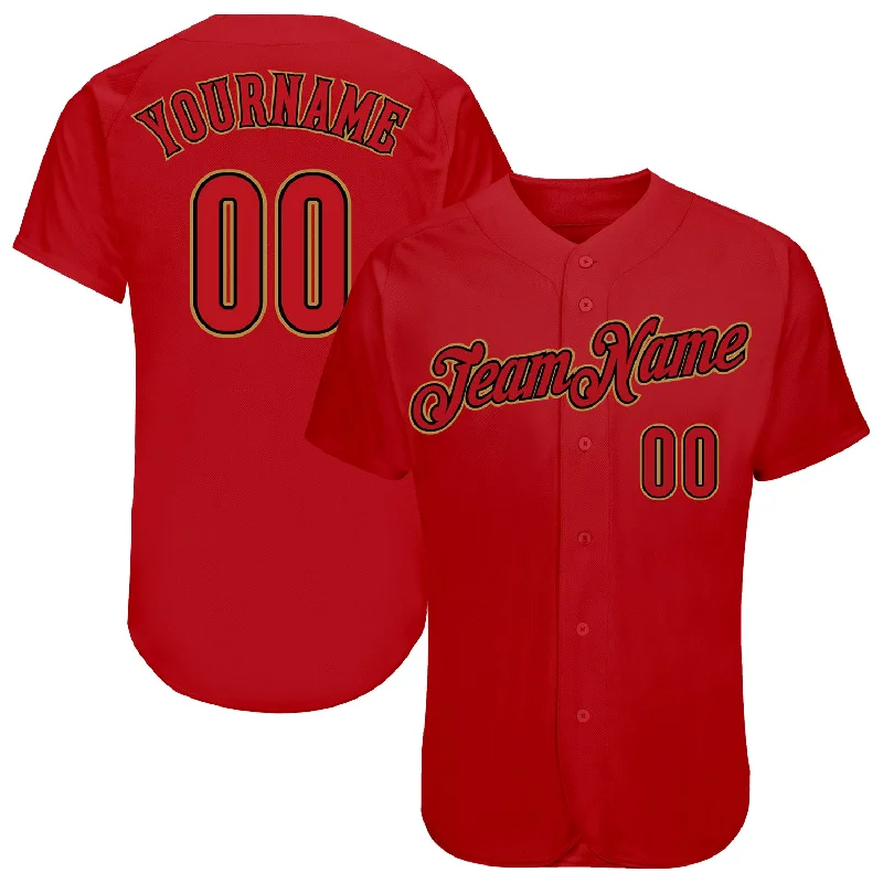 Baseball Jersey with Soft Inner Layer for Comfort-Custom Red Red-Black Authentic Baseball Jersey