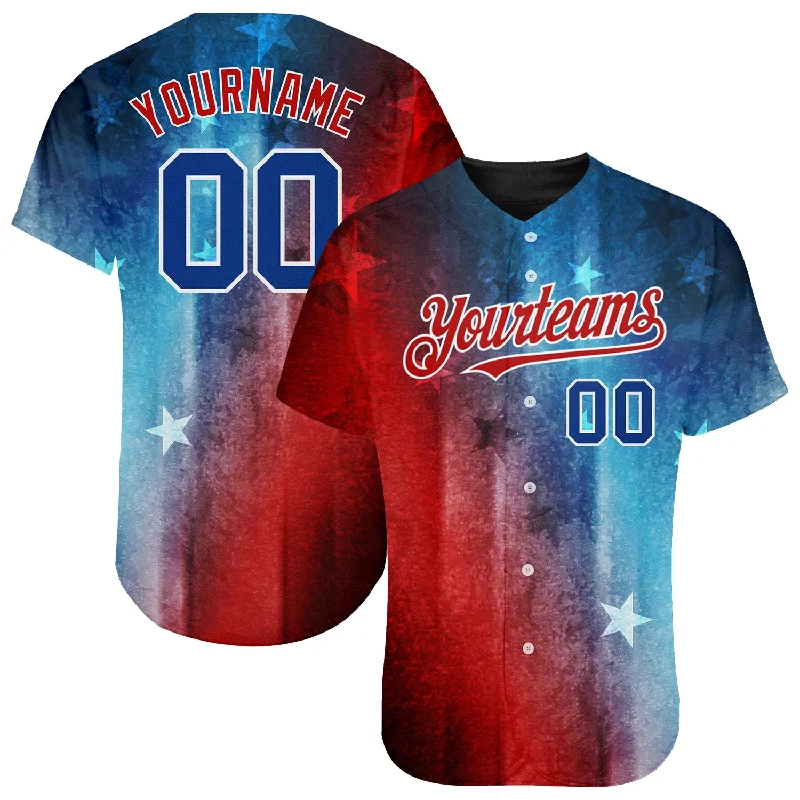 Baseball Jersey with Moisture-Wicking Technology-Custom Red Royal-Black 3D American Flag Fashion Authentic Baseball Jersey