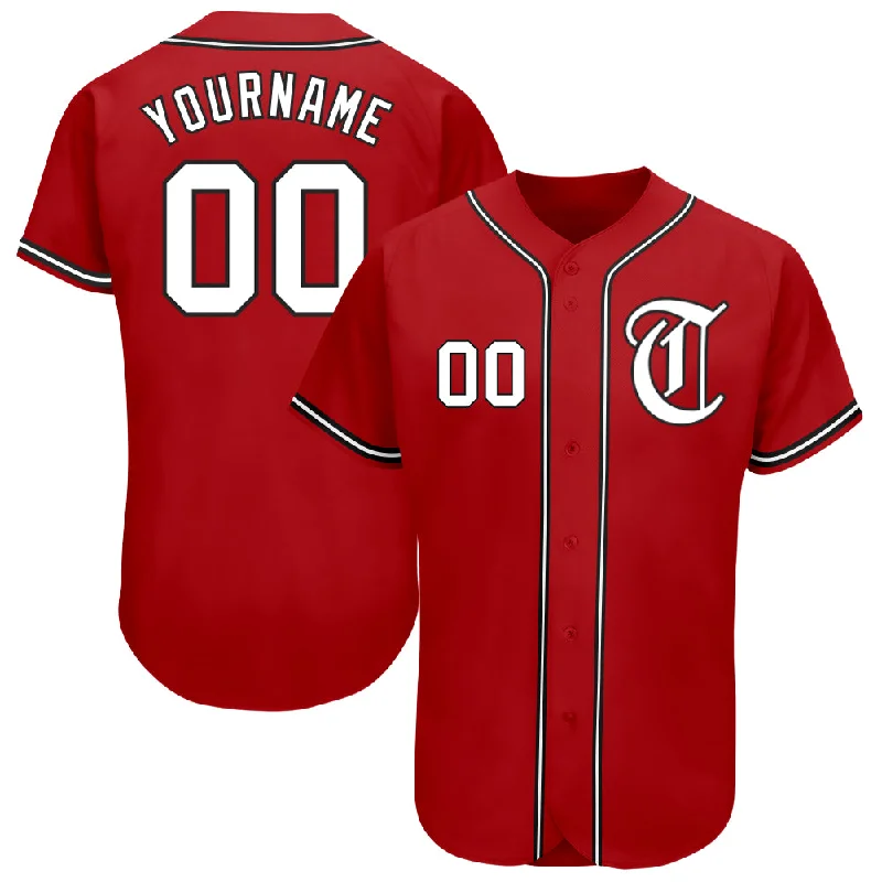 Baseball Jersey for Youth League Games-Custom Red White-Black Authentic Baseball Jersey