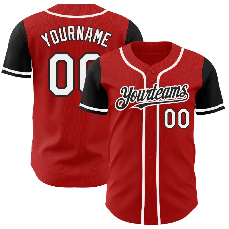 Baseball Jersey for Youth Players-Custom Red White-Black Authentic Two Tone Baseball Jersey