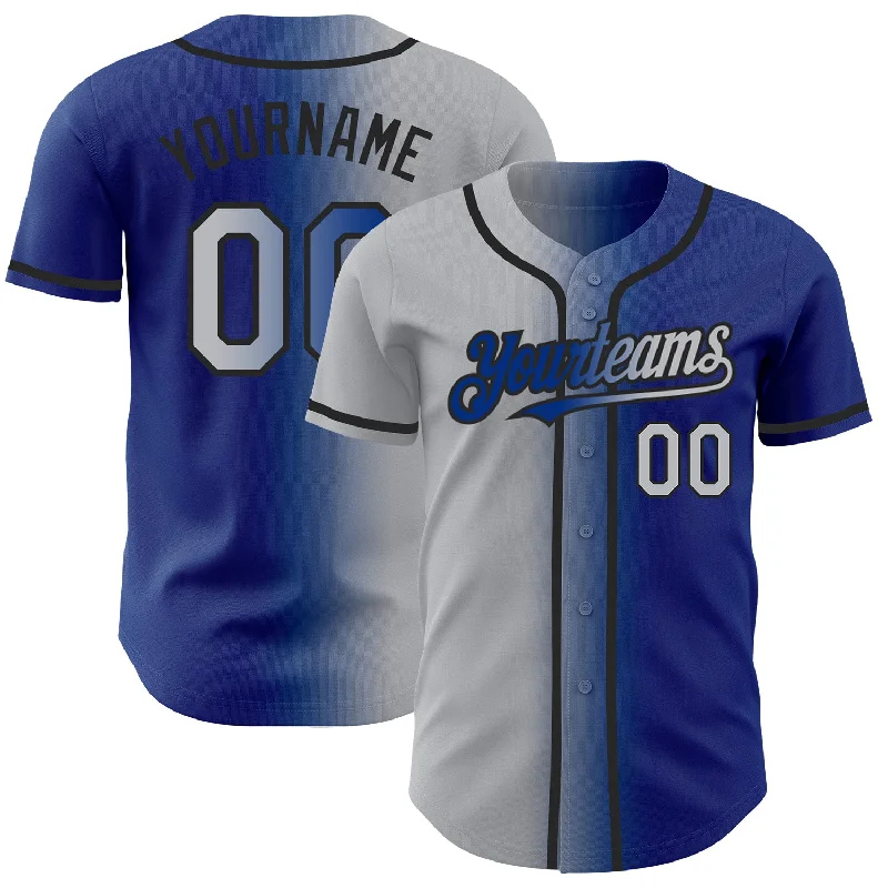 Baseball Jersey for Maximum Agility and Range of Motion-Custom Royal Gray-Black Authentic Gradient Fashion Baseball Jersey