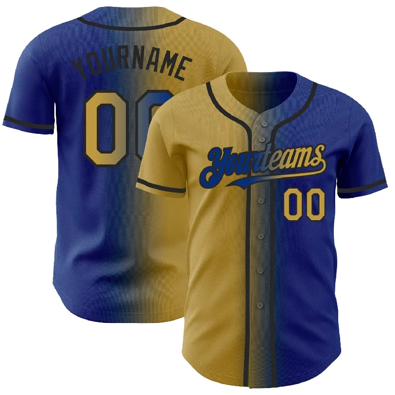 Baseball Jersey for Pro-Level Performance and Style-Custom Royal Old Gold-Black Authentic Gradient Fashion Baseball Jersey