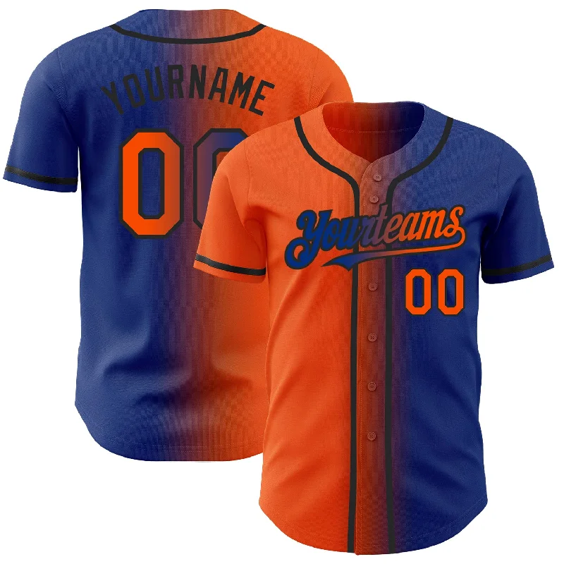 Baseball Jersey with Reinforced Seams for Extra Durability-Custom Royal Orange-Black Authentic Gradient Fashion Baseball Jersey