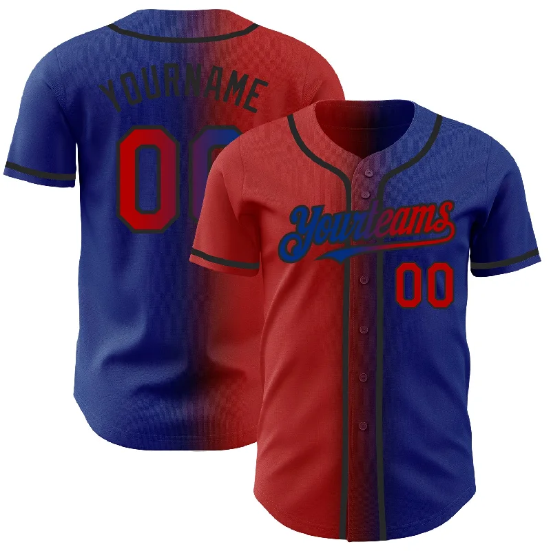 Baseball Jersey with Reinforced Stitching for Durability-Custom Royal Red-Black Authentic Gradient Fashion Baseball Jersey