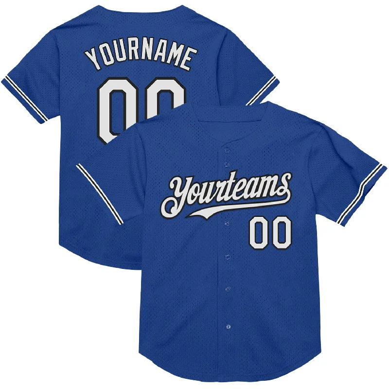 Baseball Jersey for Fast-Pitch Play and Comfort-Custom Royal White-Black Mesh Authentic Throwback Baseball Jersey