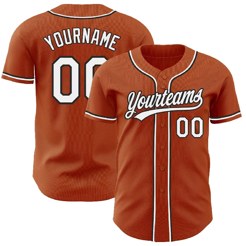 Baseball Jersey with Reinforced Seams for Durability-Custom Texas Orange White-Black Authentic Baseball Jersey