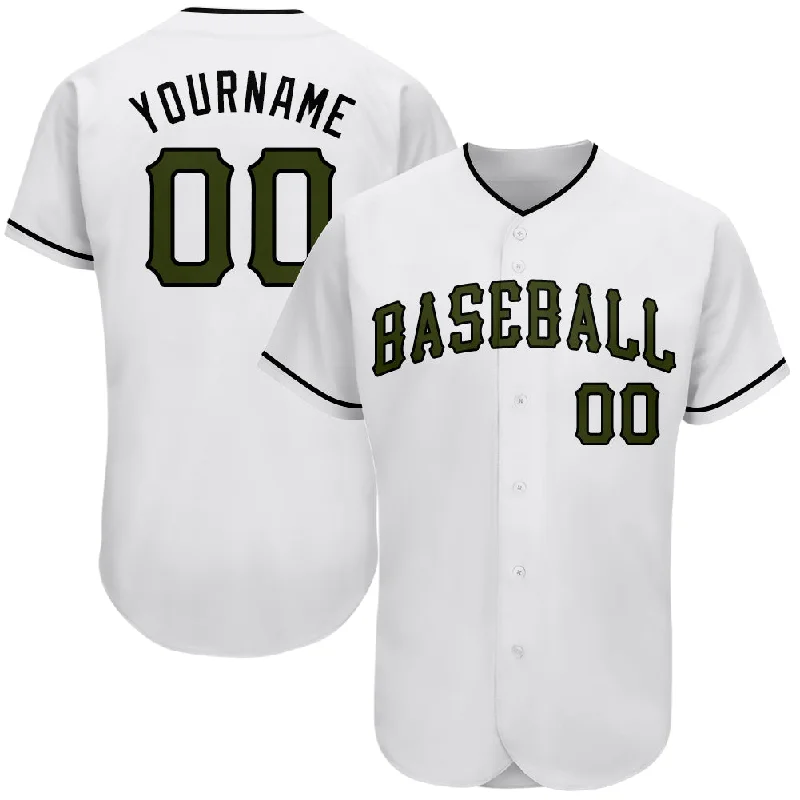 Baseball Jersey for Quick-Drying Comfort and Performance-Custom White Olive-Black Authentic Memorial Day Baseball Jersey