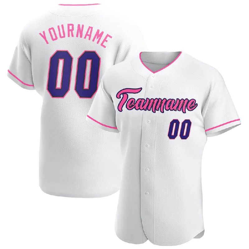 Baseball Jersey for Pro-Level Performance and Style-Custom White Dark Purple Black-Pink Authentic Baseball Jersey