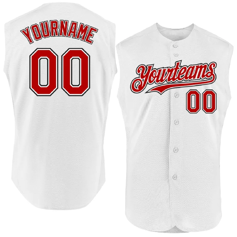 Baseball Jersey for Comfortable, Cool Performance-Custom White Red-Black Authentic Sleeveless Baseball Jersey