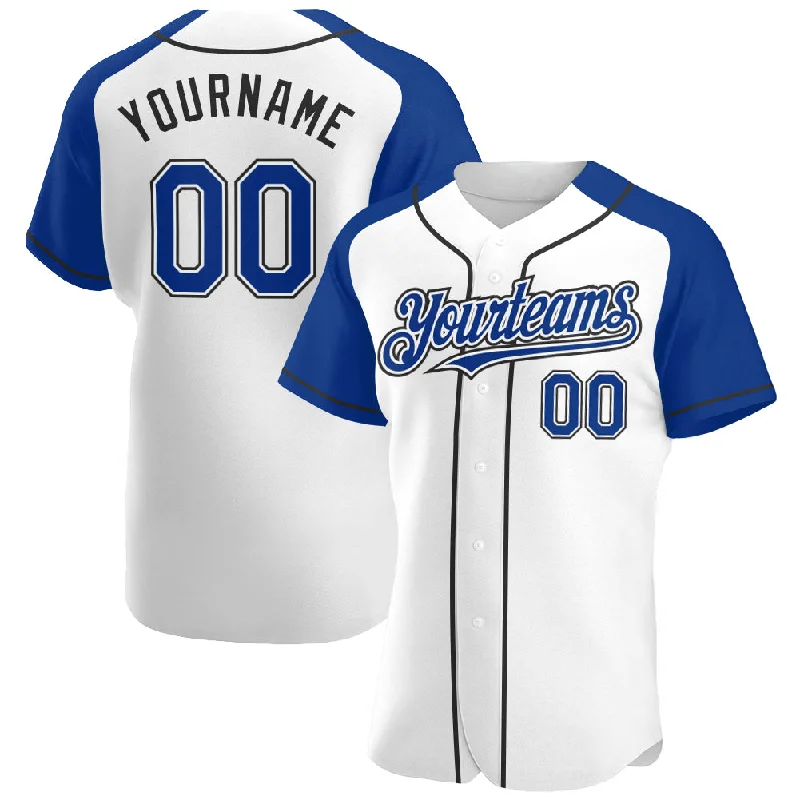 Baseball Jersey for Performance Enhancement-Custom White Royal-Black Authentic Raglan Sleeves Baseball Jersey